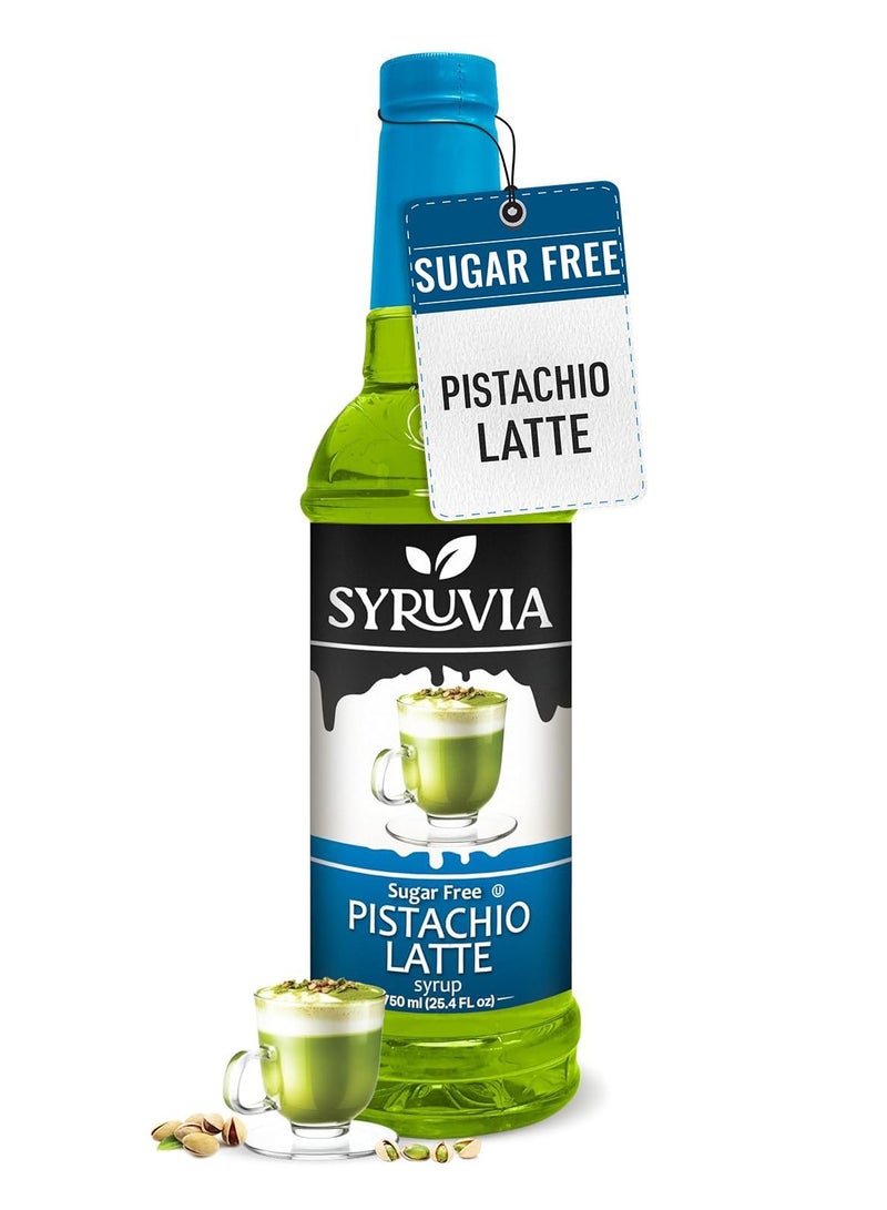 Syruvia Syruvia Sugar-Free Pistachio Latte Syrup - 750 ml . Premium Coffee Flavoring Syrup. 0 Calories, Kosher, and Gluten-Free. Perfect for Drinks, Sodas, Shakes, Desserts, and More.  - Image 1
