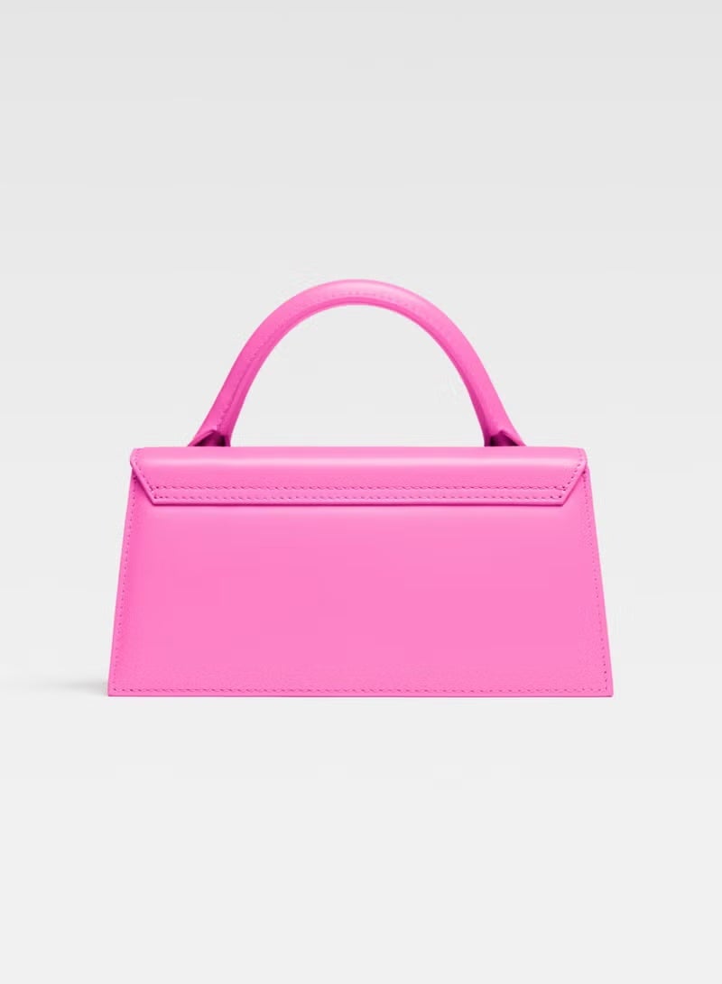 JACQUEMUS Long Leather Hand Bag With Deatchable Shoulder Strap, Women's Cross-Body Bag, Women's Hand Bag, Women's Shoulder Bag, Women's Tote Bag, Women's Travel Bag, Pink-22cm - Image 3