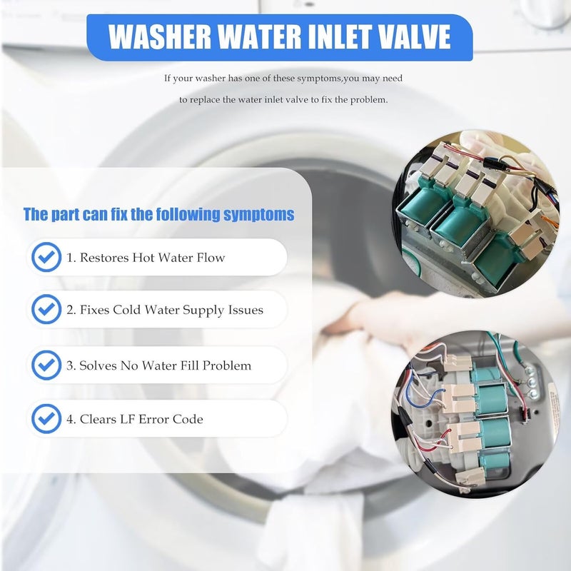 Elegant multi-option build Washer Water Inlet Valve,Washing Machine Parts Replacement P6013694 PS11746921 Upgrade Compatible with Whirlpool WTW8500DC0 WTW8500DC1 WTW8500DC2 WTW8500DC3 Multi-demand compliant quality Long use oriented quality Economical upgraded quality Market multi-use trusted quality Domestic distribution ready Trendy varied sizing alternatives Multiple local stock source Full land route delivery Popular practical build Gulf standard sizing alternatives All condition resistant crafted quality Gulf market trial optimized design All condition fit Affordable purchase options Light durable upgraded substance Yearly optimized delivery route Globally trusted quality Matte anti slip finish Worldwide simple practical design Liquid tight joint Efficiency boosted construction All-item unified delivery KSA standard compatible design Wide range expanded design - Image 4