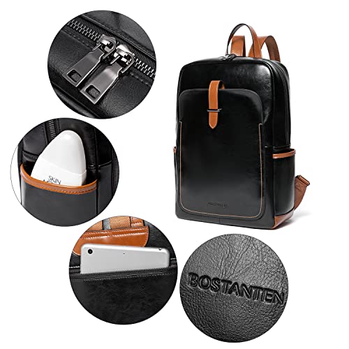 BOSTANTEN Leather Laptop Backpack for Women,15.6 inch Computer Backpack Purse College Daypack Work Travel Bag Black-brown - Image 5