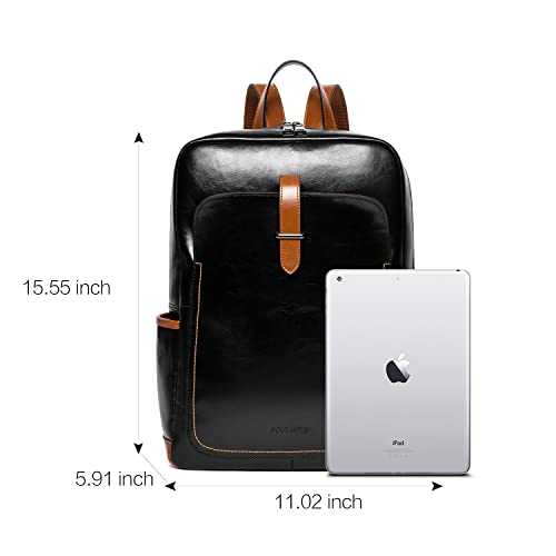 BOSTANTEN Leather Laptop Backpack for Women,15.6 inch Computer Backpack Purse College Daypack Work Travel Bag Black-brown - Image 3
