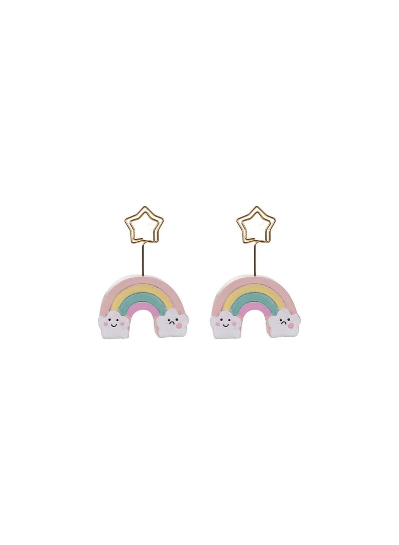 GGOOT 2pcs Place Card Holder Rainbow Cloud Metal Wire Table Number Holders Picture Photo Clip Memo Note Stand Centerpiece for Home Office Wedding Birthday Party  - Image 1