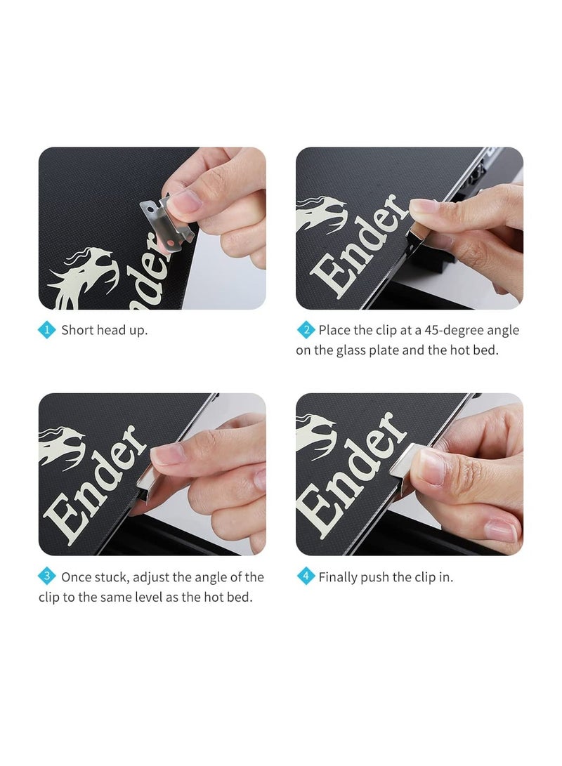 SYOSI 8 Pcs Ender 3 Glass Bed Clips Clamp 3D Printer 7mm Stainless Steel Silver Bed Clips Clamp for Ender 3 Series Ender 5 Series CR-10 Series Heated Bed Platform - Image 3