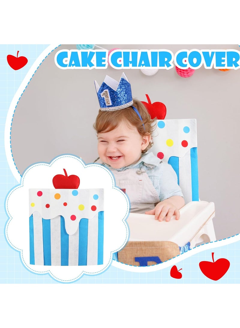Moukeren Moukeren Happy Birthday Chair Cover 1969 x 1969 Inch Birthday Seat Cover Cake Chair Seat Covers Chair Back Covers for Kids Student Home School Classroom Office Dining Party Decorations Blue  - Image 2