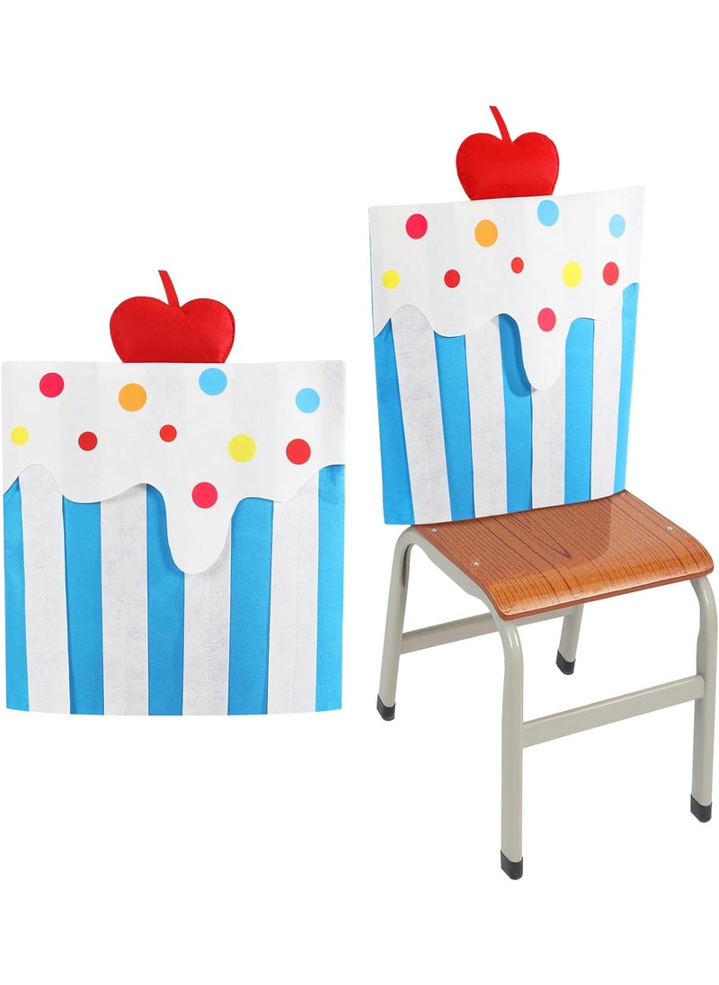 Moukeren Moukeren Happy Birthday Chair Cover 1969 x 1969 Inch Birthday Seat Cover Cake Chair Seat Covers Chair Back Covers for Kids Student Home School Classroom Office Dining Party Decorations Blue  - Image 1