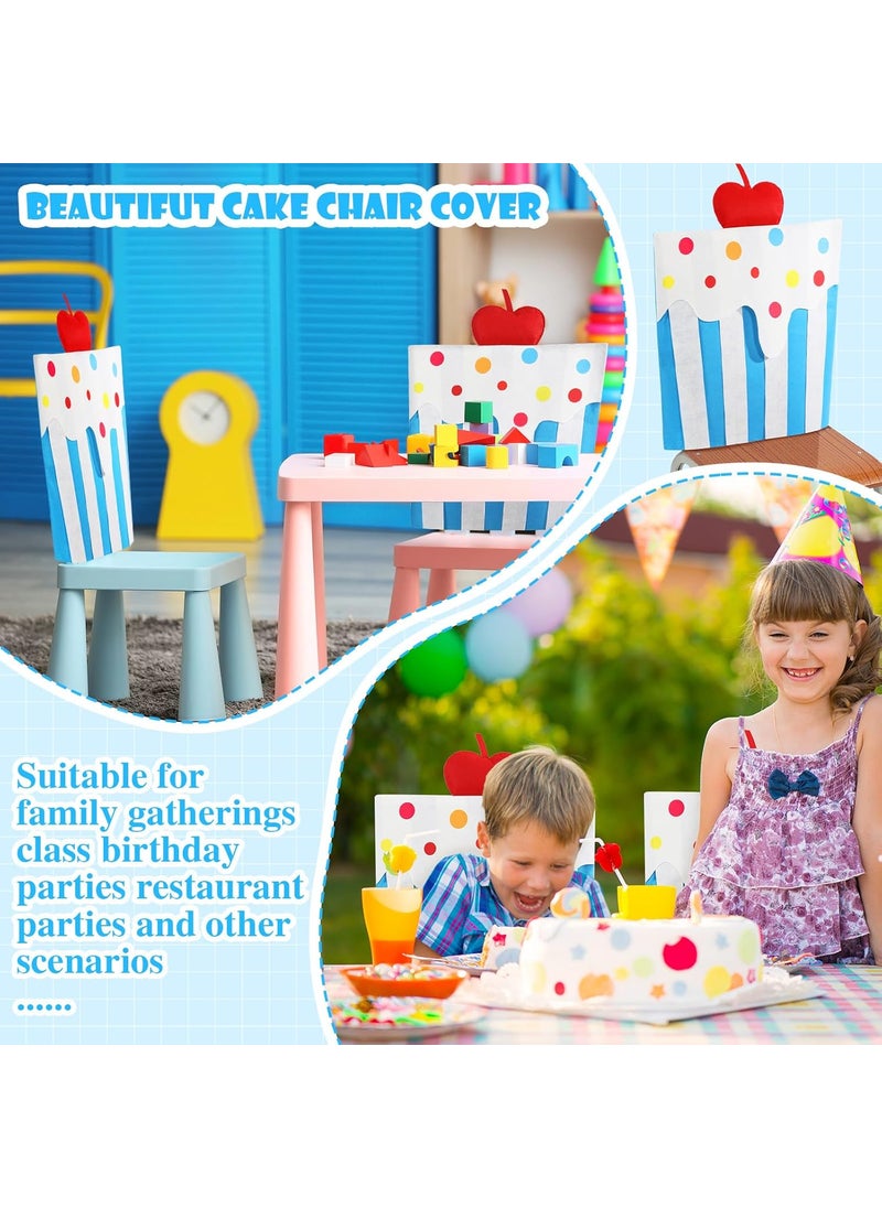 Moukeren Moukeren Happy Birthday Chair Cover 1969 x 1969 Inch Birthday Seat Cover Cake Chair Seat Covers Chair Back Covers for Kids Student Home School Classroom Office Dining Party Decorations Blue  - Image 5