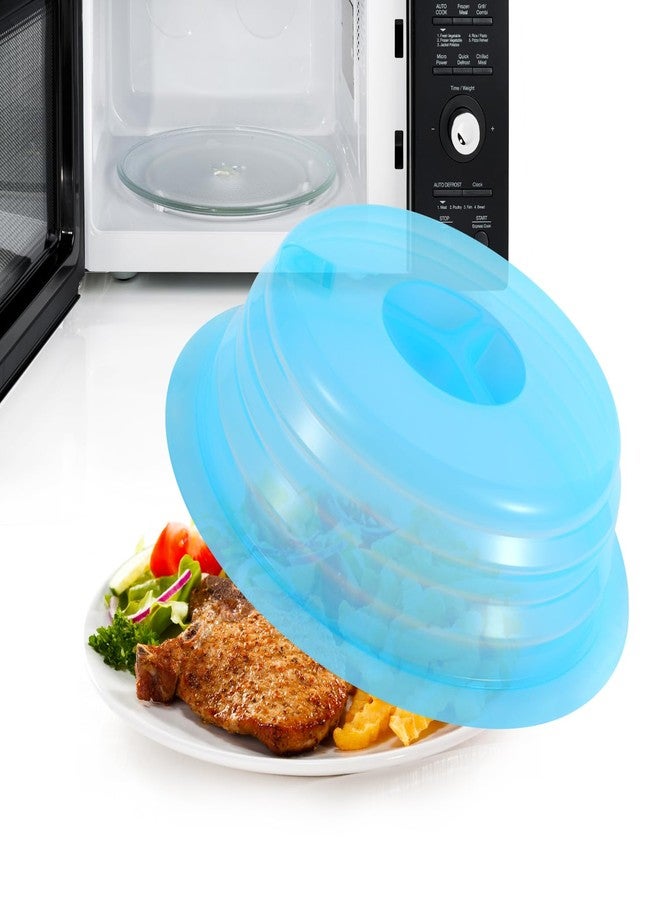 Kichwit Silicone Microwave Plate Cover Collapsible, Dishwasher Safe and BPA Free, Blue, 10.2" - Image 2
