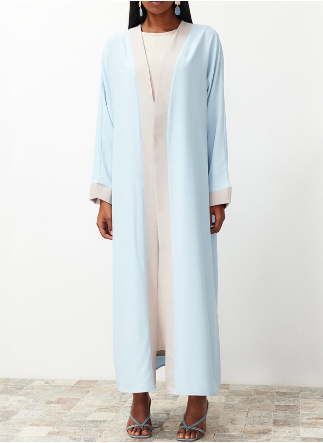 trendyol Blue Color Block Long Woven Dressless One Piece Cap & Abaya & Abaya TCTSS24KF00009  - Image 4