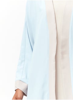trendyol Blue Color Block Long Woven Dressless One Piece Cap & Abaya & Abaya TCTSS24KF00009  - Image 5