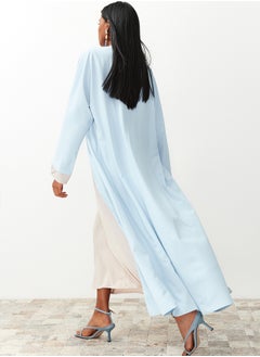 trendyol Blue Color Block Long Woven Dressless One Piece Cap & Abaya & Abaya TCTSS24KF00009  - Image 3