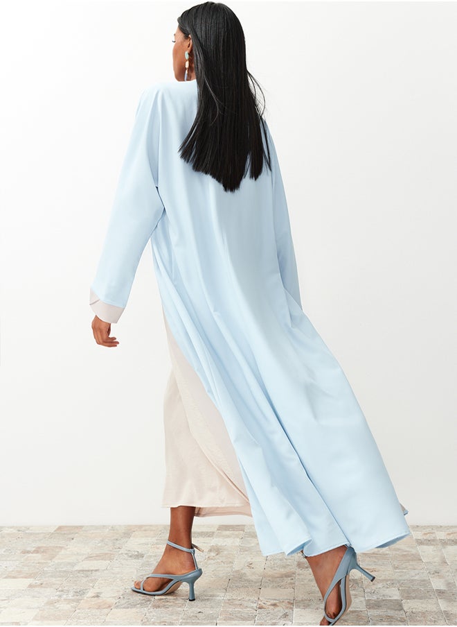 trendyol Blue Color Block Long Woven Dressless One Piece Cap & Abaya & Abaya TCTSS24KF00009  - Image 3