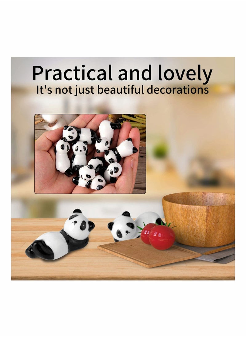 Y&D - 8 Pcs Panda Ceramic Ware Chopstick Rest Set,Ceramic Pattern Chopsticks Rack Spoon Fork Knife Holder Practice Furnishing Articles - Image 1