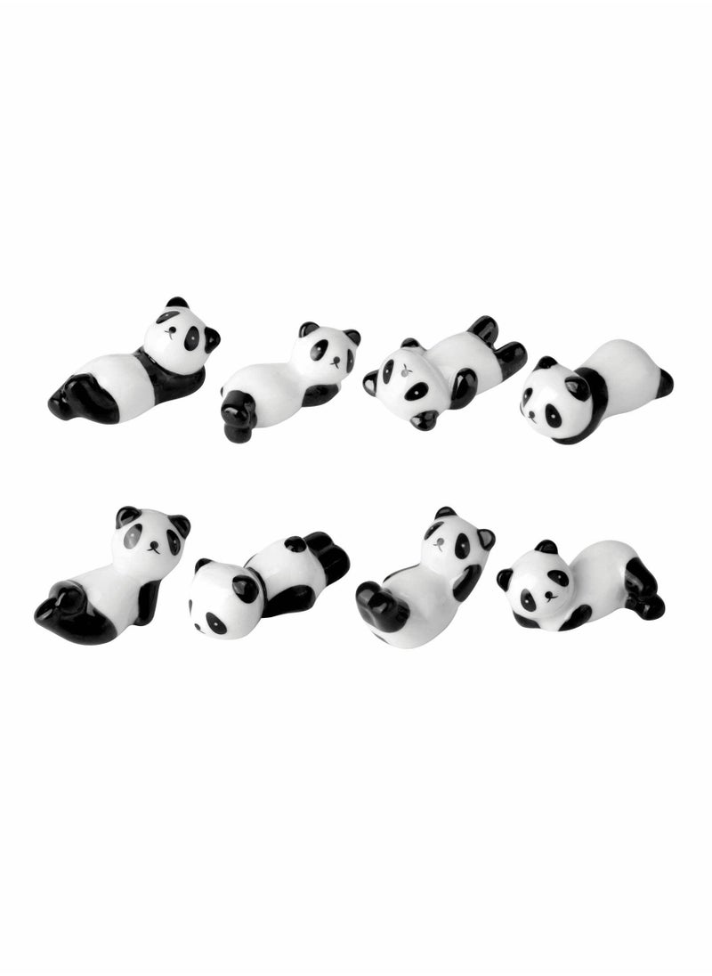 Y&D - 8 Pcs Panda Ceramic Ware Chopstick Rest Set,Ceramic Pattern Chopsticks Rack Spoon Fork Knife Holder Practice Furnishing Articles - Image 1