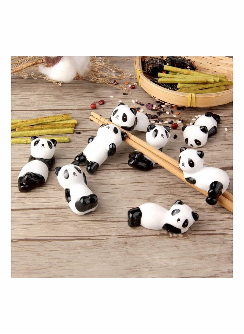 Y&D - 8 Pcs Panda Ceramic Ware Chopstick Rest Set,Ceramic Pattern Chopsticks Rack Spoon Fork Knife Holder Practice Furnishing Articles - Image 1