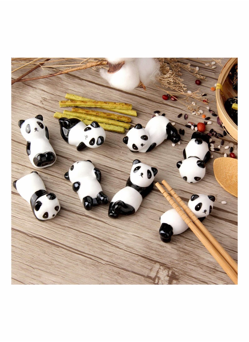 Y&D - 8 Pcs Panda Ceramic Ware Chopstick Rest Set,Ceramic Pattern Chopsticks Rack Spoon Fork Knife Holder Practice Furnishing Articles - Image 1