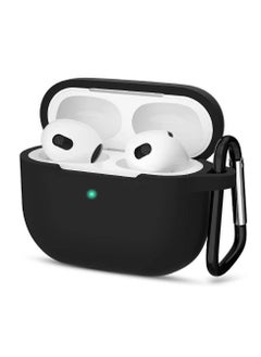 Protective Case Skin Cover with Keychain and Lock for Apple Airpods 3 Case Women Men Black