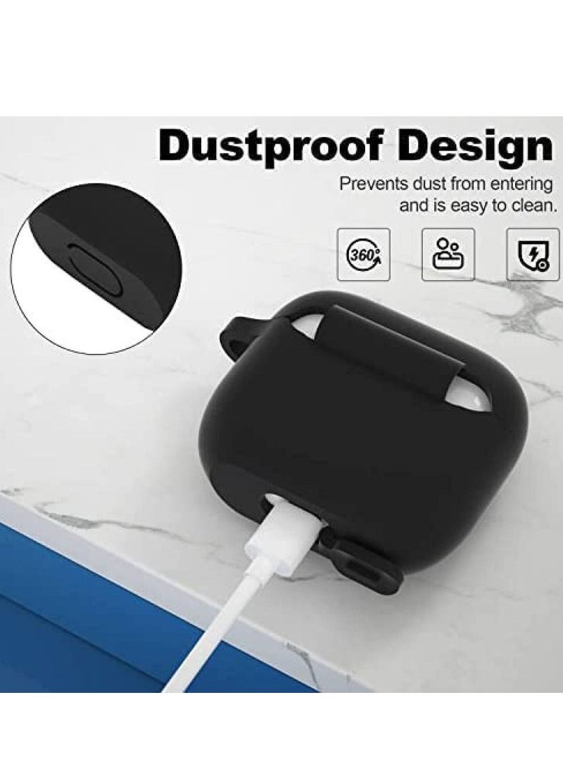 Generic - Protective Case Skin Cover with Keychain and Lock for Apple Airpods 3 Case Women Men Black - Image 1