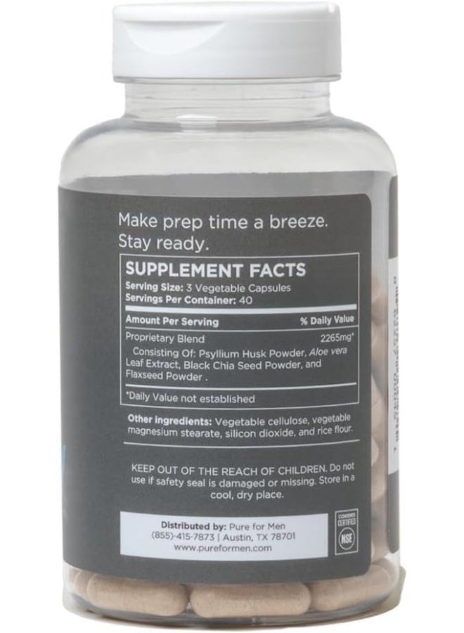 Pure for Men - The Original Vegan Cleanliness Fiber Supplement - Proven Proprietary Formula (120 Capsules with Aloe) - Image 2