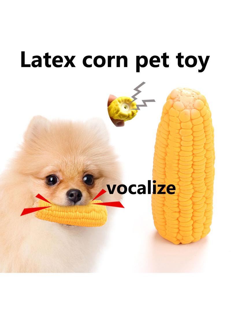 Yellow New Pet Toy Squeak Toy Latex Corn shape Puppy Dog Toy Pet Supplies Training Playing Chewing Dog Toy For Small Dog Lnteractive - Image 3