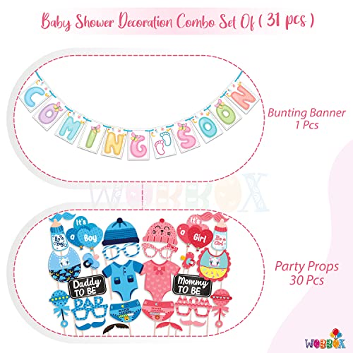 Wobbox Baby Shower Decoration Items| Baby Shower Photo Booth Props for Photoshoot, Baby Shower Bunting Banner, Mom to Be Daddy to Be Decoration, Godh Bharai Decoration Kit-(FP1823) - Image 2