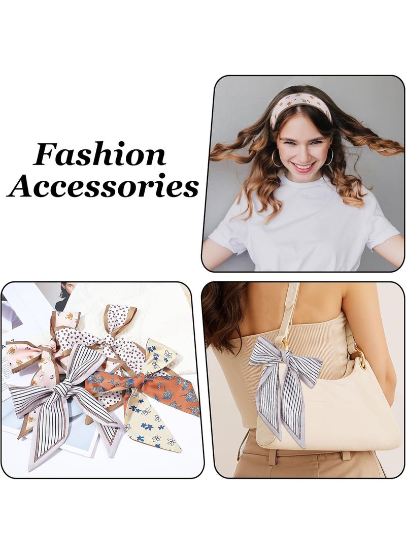 4Pcs Boho Floral Printed Satin Scarves Multifunctional Women Fashion Accessories Lightweight Polyester Headband Neck Scarf Wrist Wrap Bag Decorative Band For Daily Party Travel Gift - Image 5