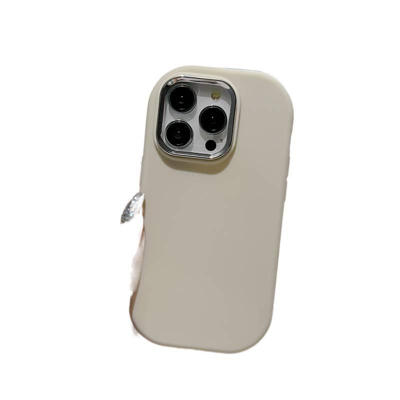 غطاء واقي بسيليكون لـ iPhone 11 مع مقاوم للصدمات وحامل قائم مع مقاوم للصدمات مع لون حلوى مع إطار معدني باللون Antique White بوظيفة حامل من السيليكون باللون الأبيض - Image 1