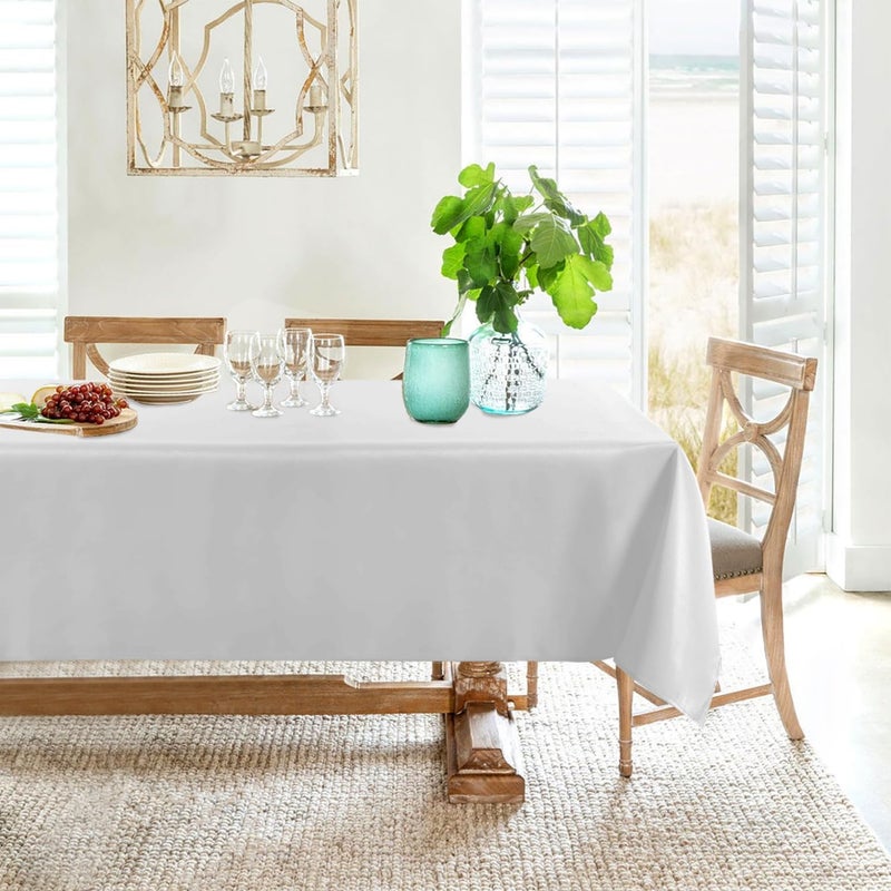 Obstal 210GSM Rectangle Table Cloth, Water Resistance Microfiber Tablecloth, Decorative Fabric Table Cover for Outdoor and Indoor Use (White,60x84 Inch) - Image 2