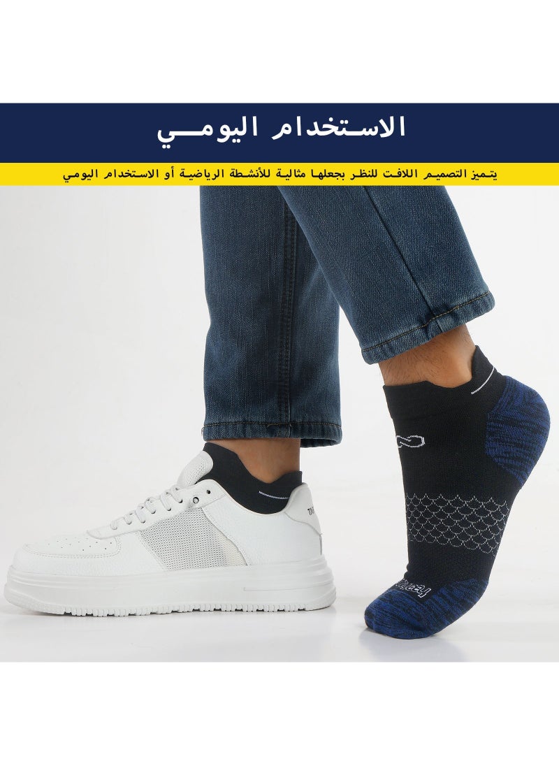 HeeHoo Unisex Bamboo Ankle Socks - Black with Elegant Blue Heel - Large/Extra Large (L/XL)  - Image 2