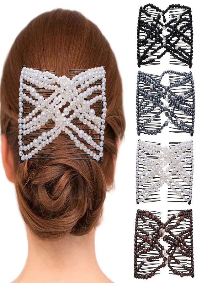 Ruihfas Stretchable Hair Combs Clips Hairpins Easy Stretch Double Slides Combs for Women Girls DIY Hair Styling Accessories, Pack of 4 - Image 1