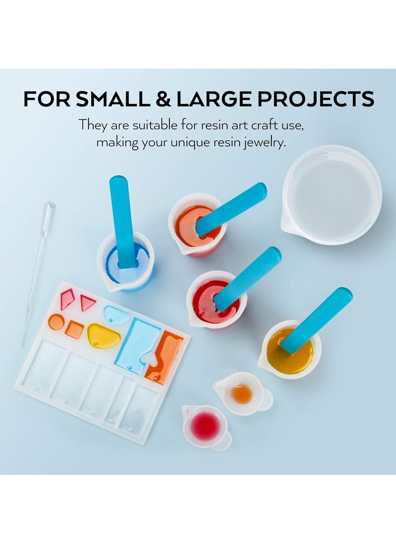 Bukela - Silicone Measuring Cup Set, 250 ml and 100 ml Mixing Cups, Mixing Rods, Silicone Cups, Pipettes, Finger Cots for Epoxy Resin, Moulds, Waxing, Easy to Clean - Image 1