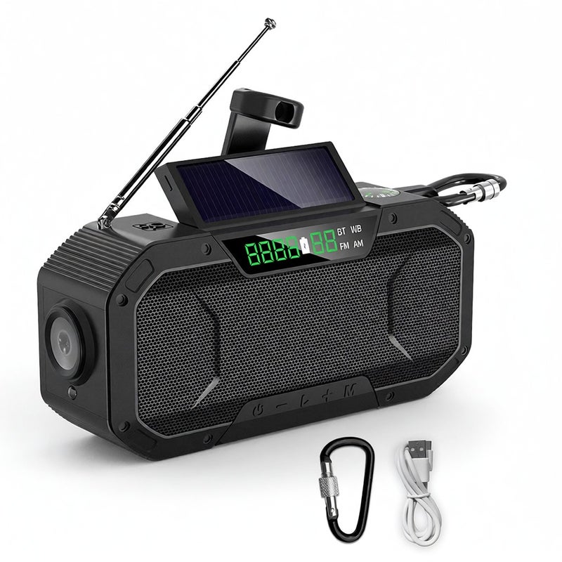 Emergency Solar Hand Crank Radio 5000mAh Power Bank Charger Flash Light Outdoor Camping Survival Radio - Image 5