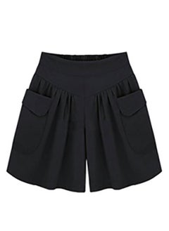 Shorts Women's Summer Black New High Waist Loose Slimming Large Size Women's Clothing All-match Fat Girl Chubby Girl Wide Leg Casual Pants