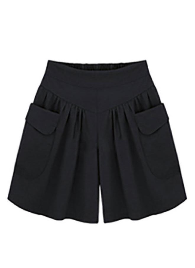 Generic - Shorts Women's Summer Black New High Waist Loose Slimming Large Size Women's Clothing All-match Fat Girl Chubby Girl Wide Leg Casual Pants - Image 1