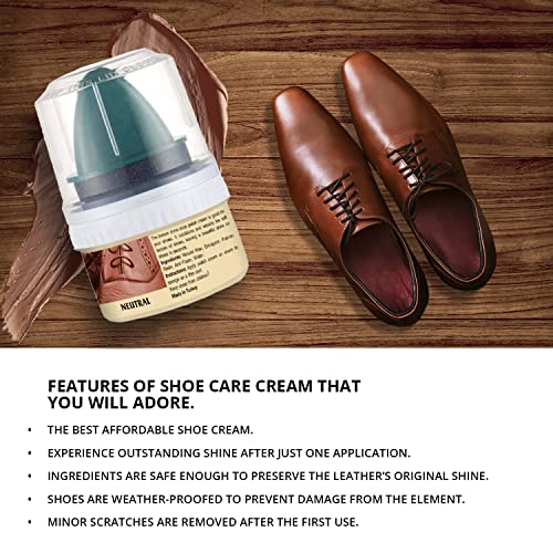 WBM W Shoe Care Shoe Cream with Sponge Applicator, Protects Leather from Scuffs and Scratches, Best for All Kind of Leather Surfaces, Professional Shine with Black, Brown & Neutral - Image 4