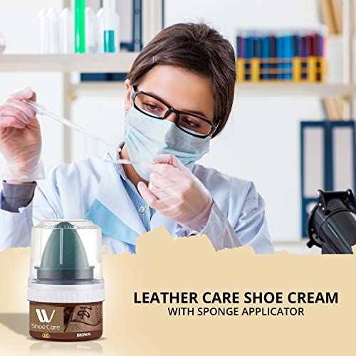 WBM W Shoe Care Shoe Cream with Sponge Applicator, Protects Leather from Scuffs and Scratches, Best for All Kind of Leather Surfaces, Professional Shine with Black, Brown & Neutral - Image 5
