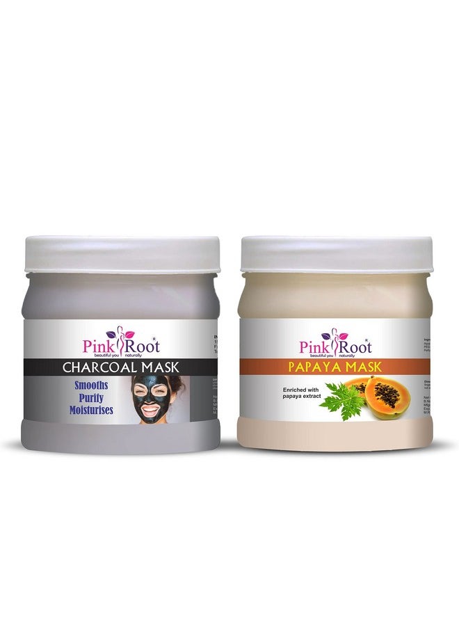 Pink Root Pink Root Charcoal Mask 500gm with Papaya Mask 500gm  - Image 1
