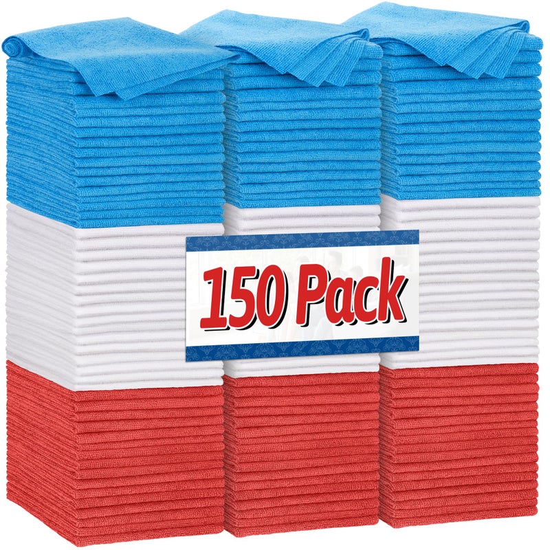 FIXSMITH Shop Towels Pack of 150 Microfiber Cleaning Cloth Bulk Microfiber Towels for Cars Lint Free ScratchFree Cleaning Rags for Housekeeping 115 x 115 inch