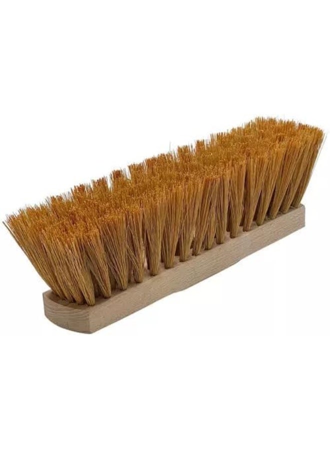 Poaker Broom With Natural Coco Bristles Soft And Stiff Sweeping Brush For Indoor/Outdoor Use, Perfect For Yards, Offices, Warehouses, And Garages - Image 1
