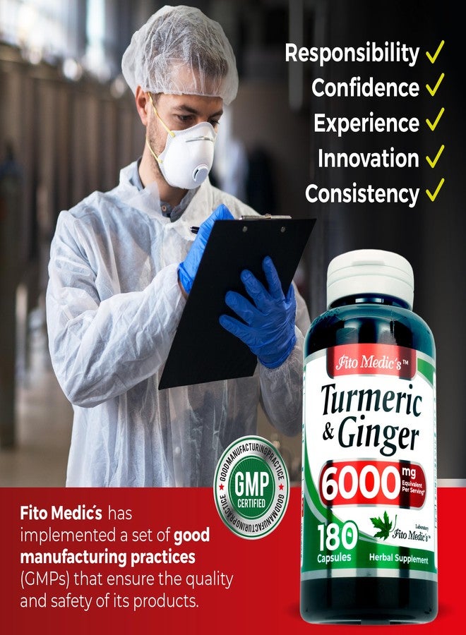 FITO MEDIC'S مختبر فيتو ميديكس | مكمل غذائي من الكركم والزنجبيل | 6000 ملغ | 180 كبسولة - Image 4