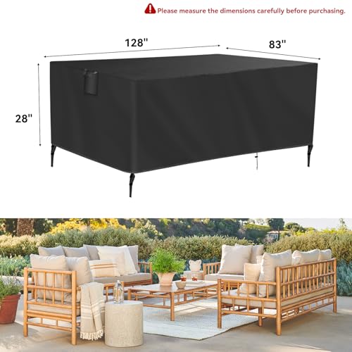 TUOKING Outdoor Furniture Covers HeavyDuty 420D Waterproof CoverAllWeather Patio Furniture Protector for SofaChairs TableUVResistantAntiTear Dustproof Covers Black 128L x 83W x 28H - Image 3
