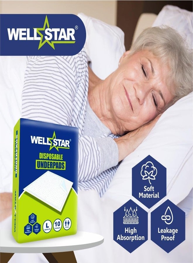 WELLSTAR فوط ويلستار الداخلية، مقاس كبير 60 × 90 سم، قدرة امتصاص فائقة، مانعة للتسرب، عبوة من قطعة واحدة (10 حفاضات) - Image 2