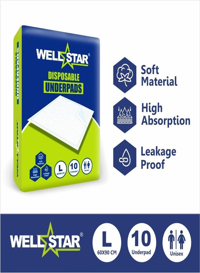 WELLSTAR فوط ويلستار الداخلية، مقاس كبير 60 × 90 سم، قدرة امتصاص فائقة، مانعة للتسرب، عبوة من قطعة واحدة (10 حفاضات) - Image 4