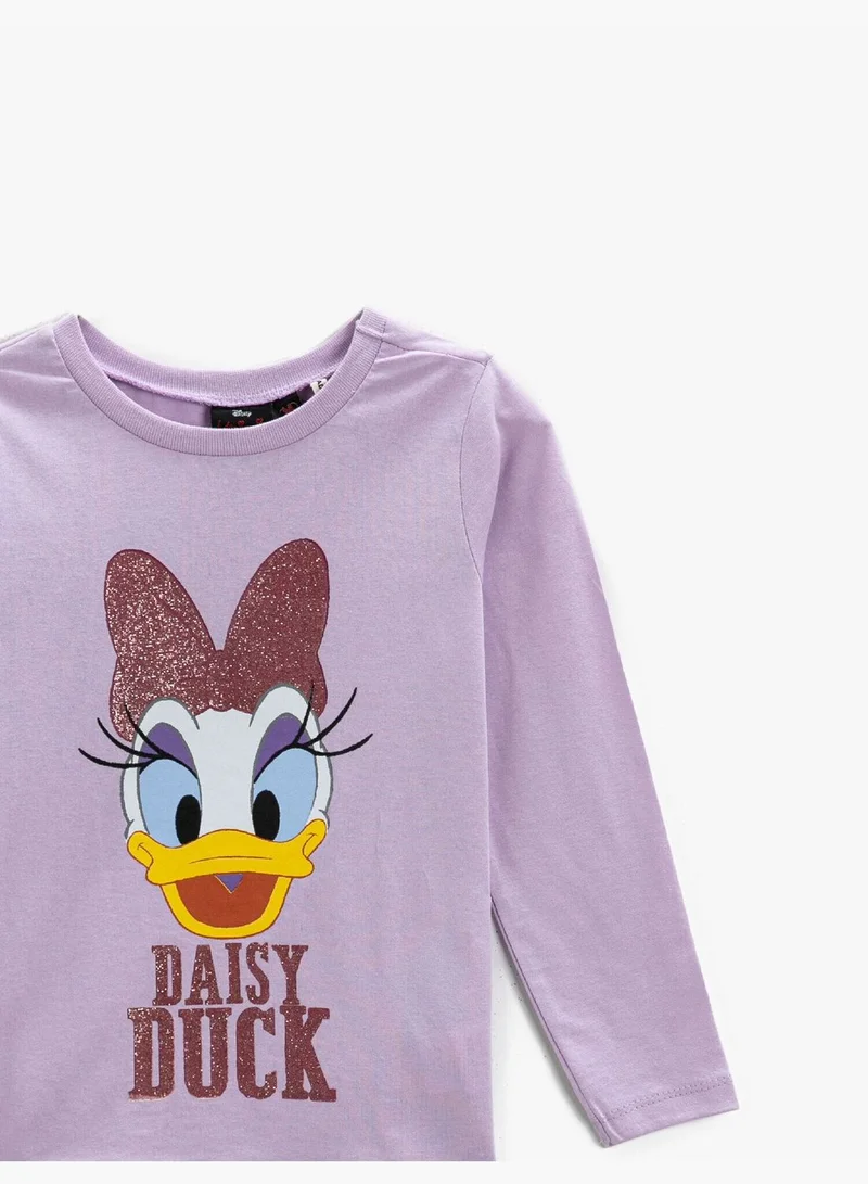 KOTON Daisy Duck Licensed Printed T-Shirt Cotton Long Sleeve