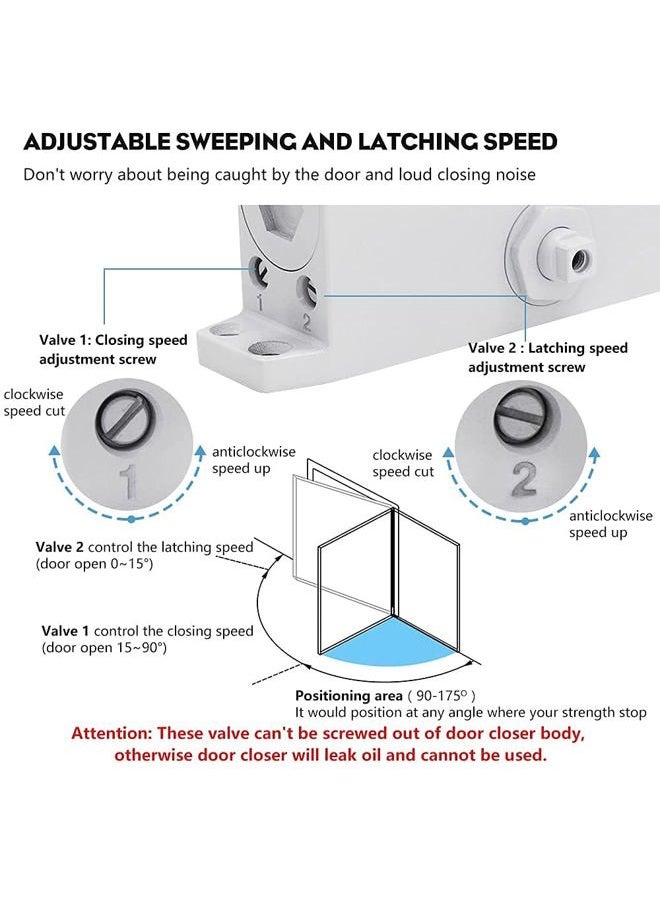 Marie Hold Open Door Closer Applies Regular,Top Jamb Mounting,Adjustable Automatic Size 2 Door Closer for 55-99 lbs Residential and Commercial Light Doors - Image 2