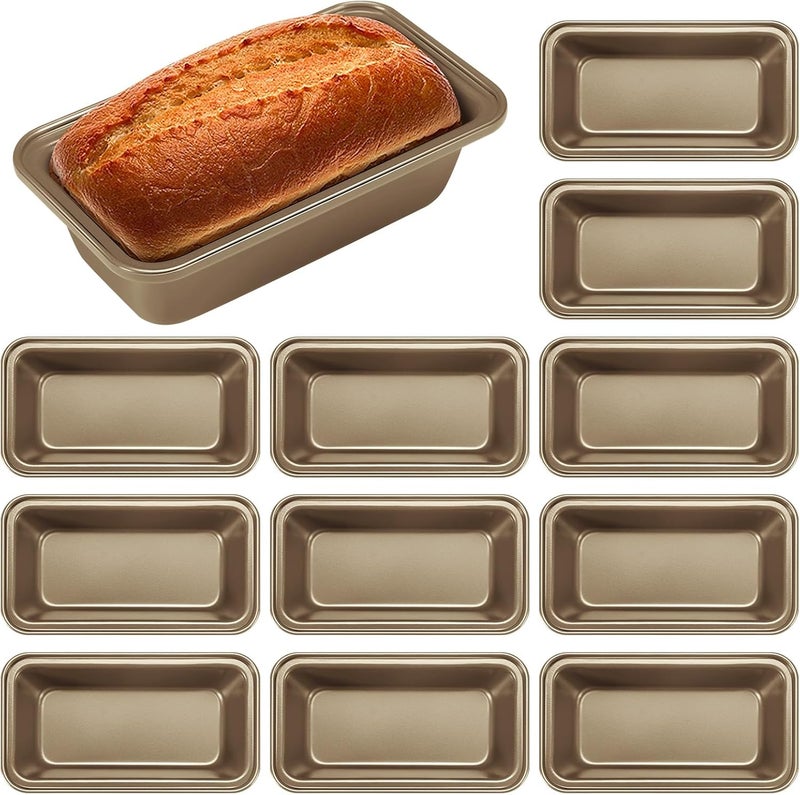 Uiifan - 12 Bread Baking Molds, Non-stick, Small, 6.1 x 3.3 x 2.1 inches, Non-stick, Carbon Steel, for Oven and Baking (Golden) - Image 1
