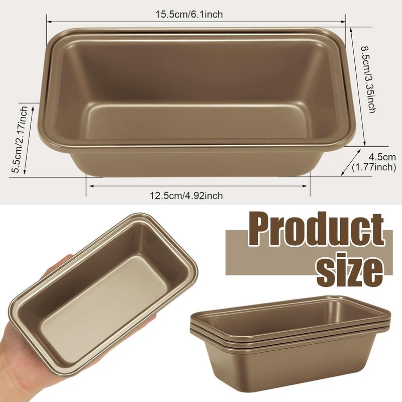 Uiifan - 12 Bread Baking Molds, Non-stick, Small, 6.1 x 3.3 x 2.1 inches, Non-stick, Carbon Steel, for Oven and Baking (Golden) - Image 3