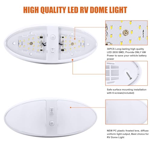Facon Auto On/Off Motion Sensor RV Ceiling Light - 12V DC, cETL Certified LED Puck Light with 3-Way Switch, Slim Low Profile Design for RV Boat Camper Motorhome - Image 4
