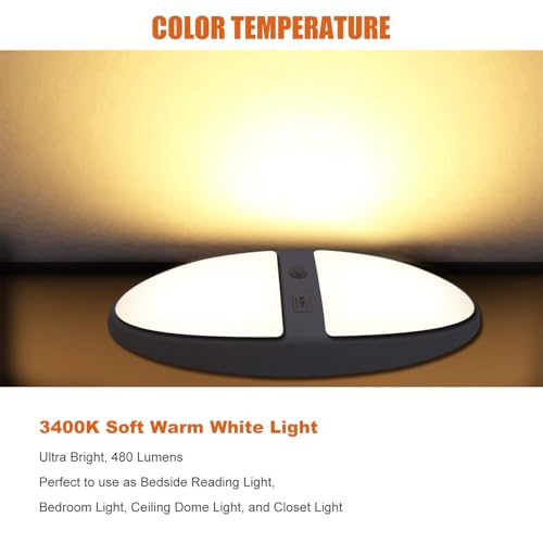 Facon Auto On/Off Motion Sensor RV Ceiling Light - 12V DC, cETL Certified LED Puck Light with 3-Way Switch, Slim Low Profile Design for RV Boat Camper Motorhome - Image 3