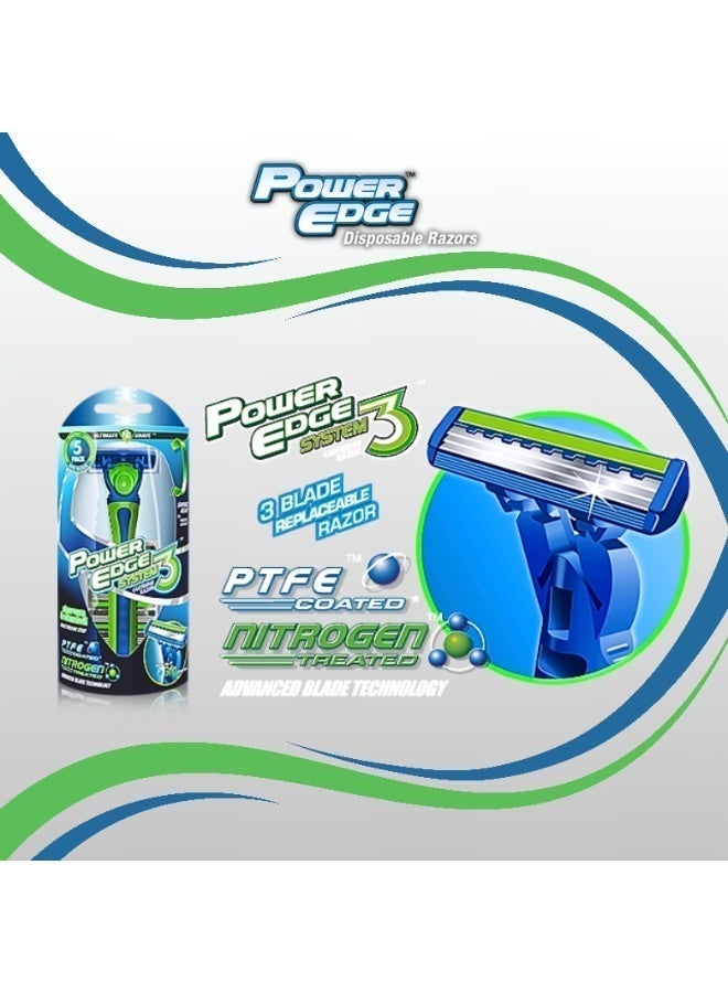 Power Edge System 3, Ultimate PE shave with 5 cartridge Razor and System 4, Ultimate PE shave with 5 cartridge Razor, Made in UK ,Pack of 2 - Image 2
