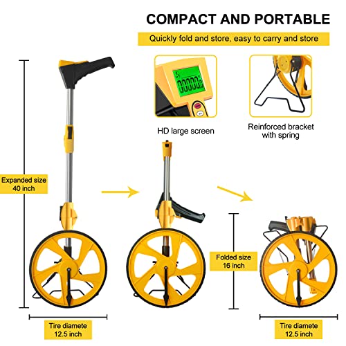 King&Charles Zozen Measuring Wheel Digital Display, Foldable Feet/Meter Digital Measuring Wheel with Backlit Display | Up to 99,999Ft/ 99,999M | Kickstand to Keep Stand | Easy to Carrying Include cloth backpack. - Image 3